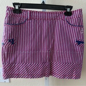 Louis Castel Geometric Golf Mini Skort in Pink White and Blue - Size 70